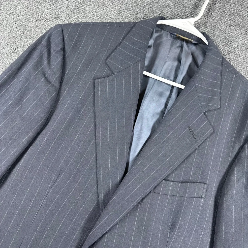 Brooks Brothers Blazer Mens 44R 44 Regular Navy‎ Blue Pinstripe Wool Brooksease